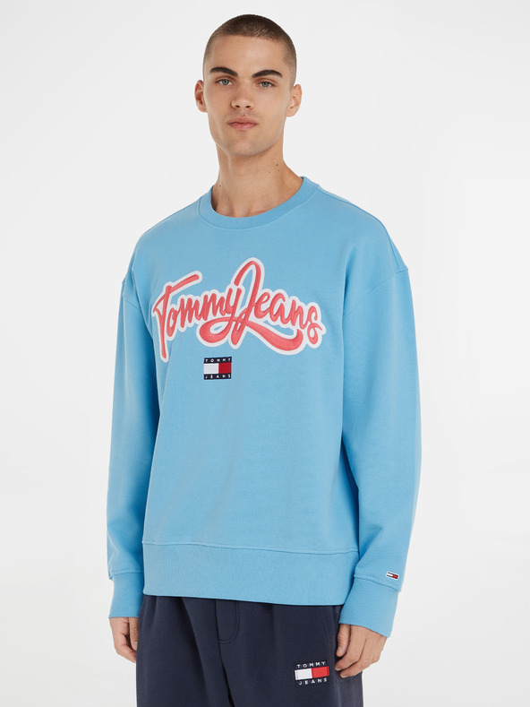 Tommy Jeans College Pop Text Crew Majica dugih rukava plava